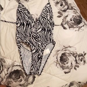 American Apparel zebra print monokini high cut